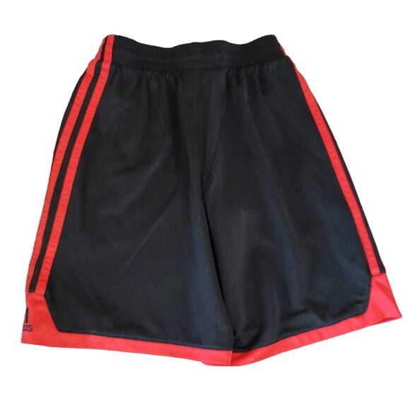 NEW Adidas 3-Stripe Shorts. Youth Size Small. Basketball Style. Black and Red - Picture 1 of 5